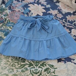Anthropologie Sky Blue Tie-Waist Tiered Skirt
